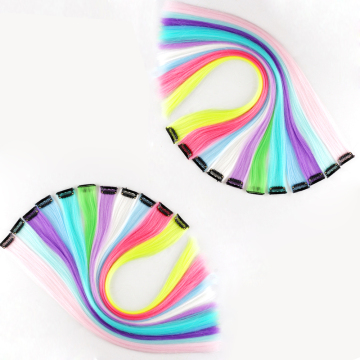 AliLeader Wholesale 20" Bright Colors Heat Resistant One Piece Synthetic Glowing Clip In Hair Extension