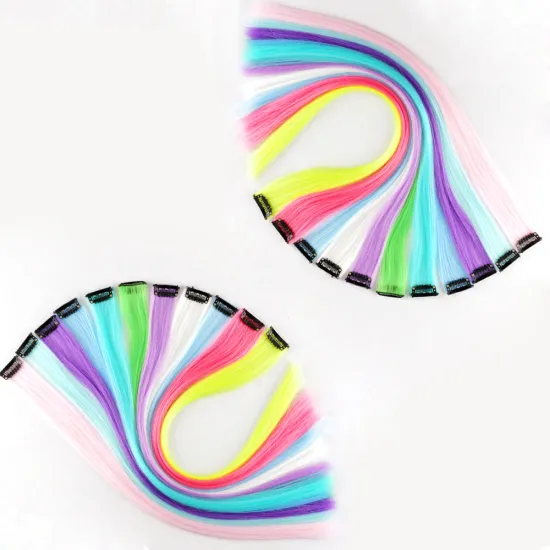 AliLeader Wholesale 20" Bright Colors Heat Resistant One Piece Synthetic Glowing Clip In Hair Extension
