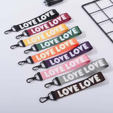 Fashionable 2.5cm Wide Webbing Cloth Key Lanyard - Black Pink