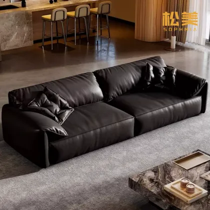 Truffle Cloud Leather Sofa for Modern Living Room