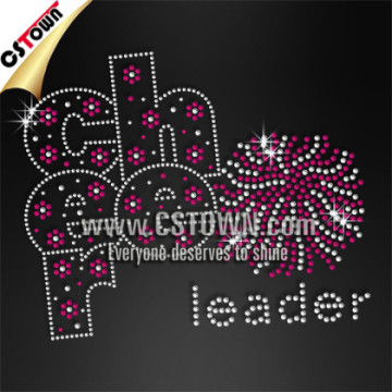 Cheerleader pink motif fashion rhinestone letters iron on transfers