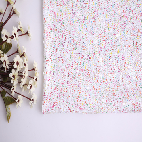 Summer 3mm+7mm Print Sequin Multicolor Embroidery Fabric