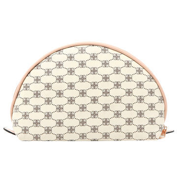 Leather Cosmetic Bags, PU with Checked Pattern, Arch-shaped, Roomy Interior, Zipper Closure