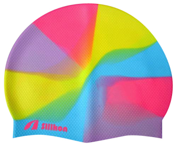 New Colorful Logo Printed Women Bubble Silicone Swimming Cap
