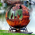 Plasma Metal Sphere Corten Steel Fire Bola