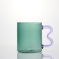 Clear Colored Drinking Glass Coffee Mug With Handgrip