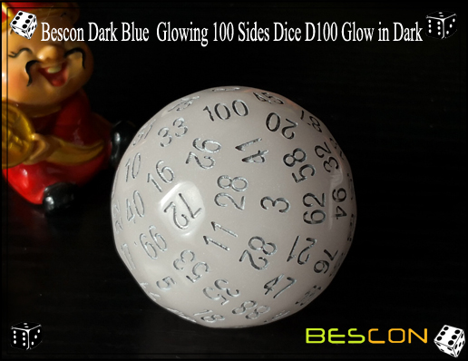 Bescon Dark Blue Glowing 100 Sides Dice D100 Glow in Dark-3