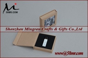 Linen USB Case Gift Box with Photo Frame