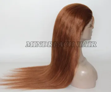 Peruvian human hair full lace wig silky straight full lace human hair wig 24" length #30 color human hair lace wig