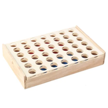 Travel-friendly Wooden Connect Four Game: Perfect for Kids and Family Entertainment