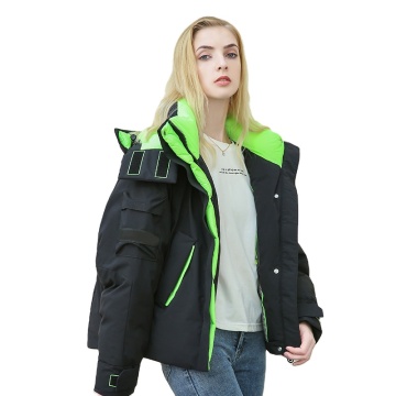 Dames Aangepaste zwarte Zipper Down Coat - LDS -020