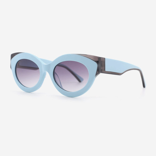 Cat Eye Lamination Full-rim Acetate Female Sunglasses