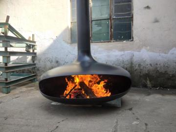hanging ceiling round design wood fireplace