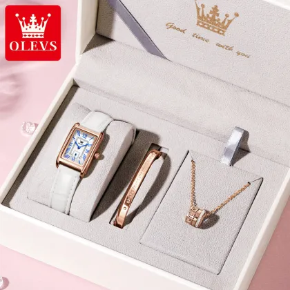 OLEVS 6625 Square Watch: A Stylish Quartz Watch Set for Women with Bracelets - Perfect Gift Idea