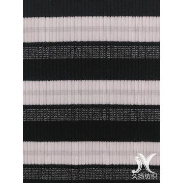 Stripe Metallic Rib Knit Fabric