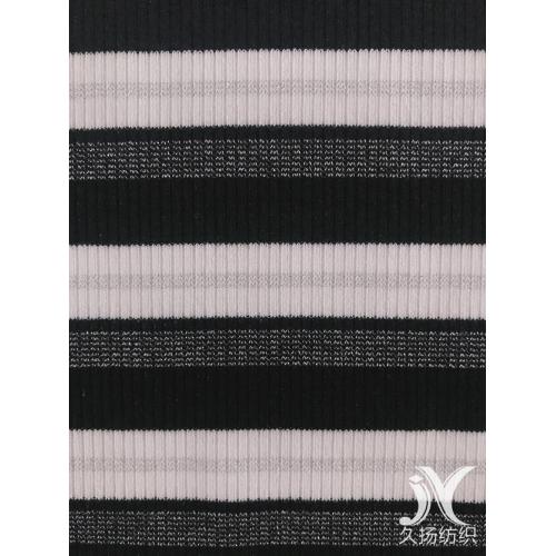 Stripe Metallic Rib Knit Fabric