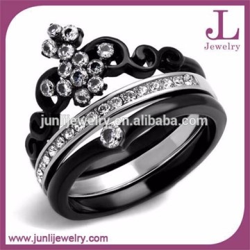 3 Pieces Ring Set Stainless Steel Princess Cut Fashion Wedding Ring