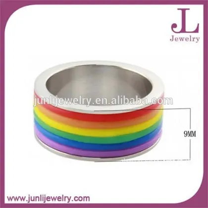 Rainbow Gay Video China Stainless Steel Rubber Band Gay Pride Ring