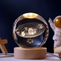 Planeta Star Crystal Bola LED Base de madera Luz nocturna