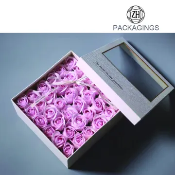 Gold foil stamping square transparent flower box