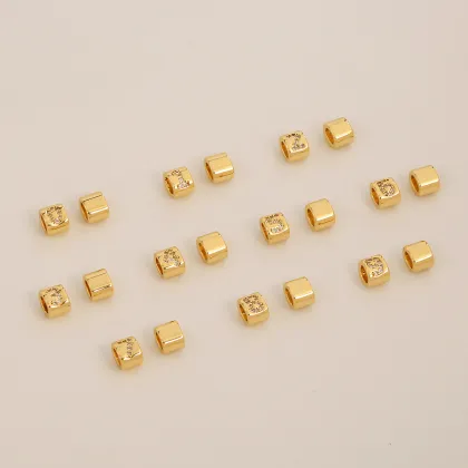 18K Gold Plated Brass Pendants with Micro Inlaid Zircon Arabic Numeral Charms for Jewelry Making