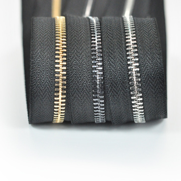 Nova moda 5 # Zipper de metal zíper de alumínio brilhante