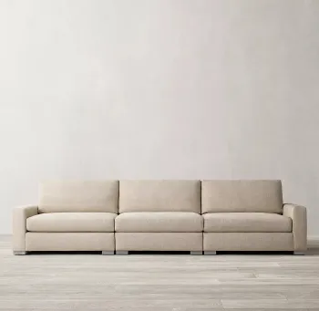 Modern European Gray Fabric Sectional Sofa Set with Reclining 3-Seater and Chaise, Wood Legs