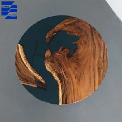 Glamorous Blue River Epoxy Resin Dining Table Set