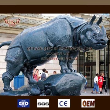 The brass sculpture animal rhino landscape statue
