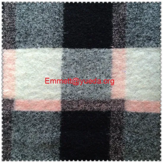 50%wool 50%polyester black white pink colors plaid check jacquard designs knit fabric for garment coat
