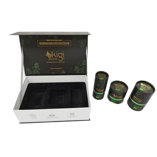 Paperboard magnets paper gift box with flocking tray