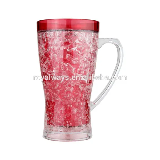 FDA approval recycle red double wall plastic freezer mug bpa free