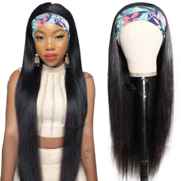 100% Human Hair Headband Scarf Wig,Virgin Brazilian Headband Wigs Human Hair,Headband Wigs For Black Women