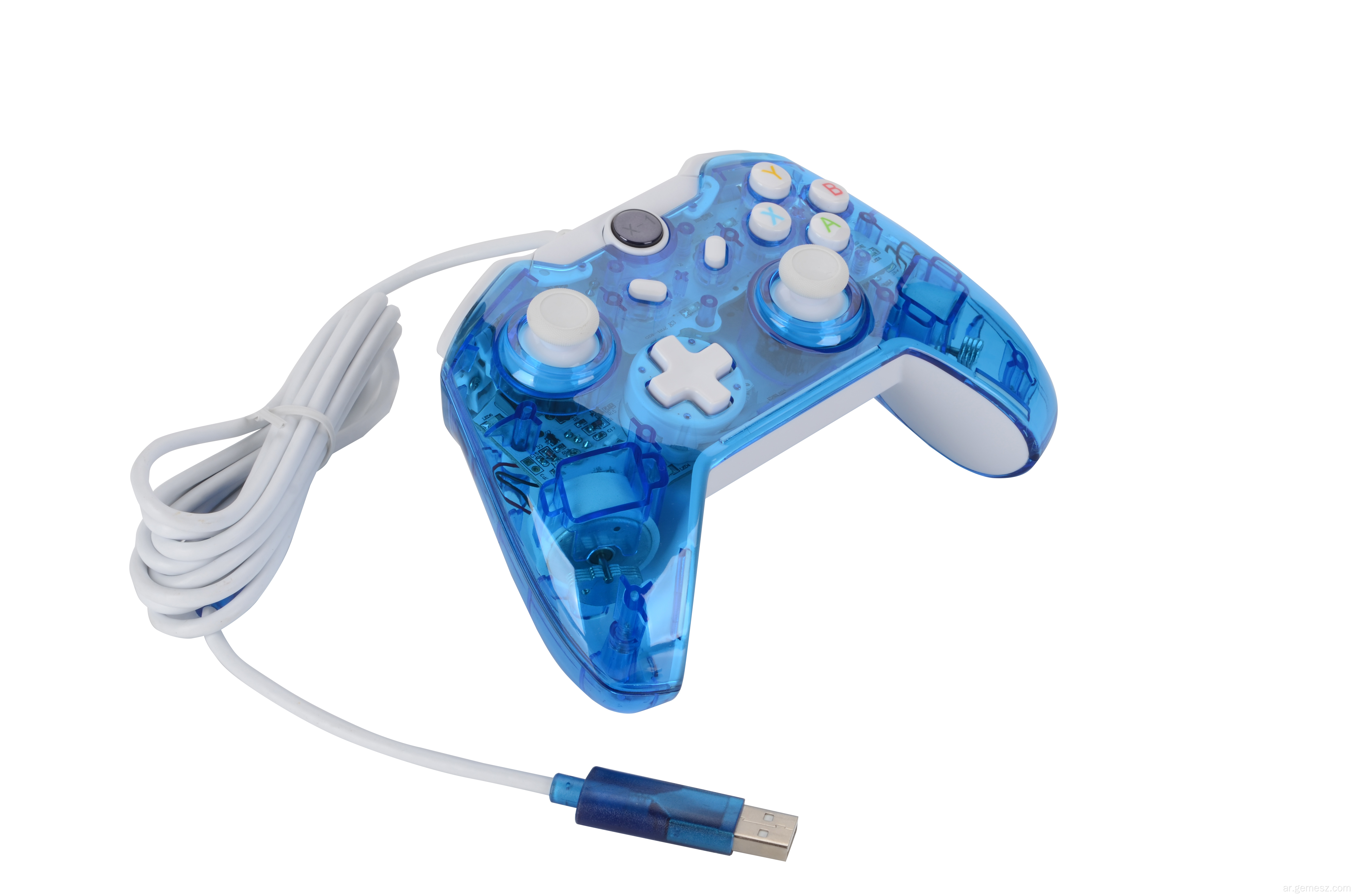 Transparent Blue Wired Gamepad for Xbox One Controller