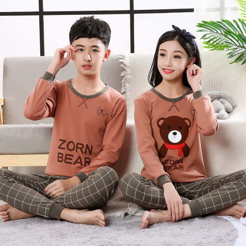 Children Pajamas Long Sleeved Nightwear 100% Cotton Pyajamas Kids Clothes Sets Cartoon Boys Sleepwear Teenage Pajamas For Girls