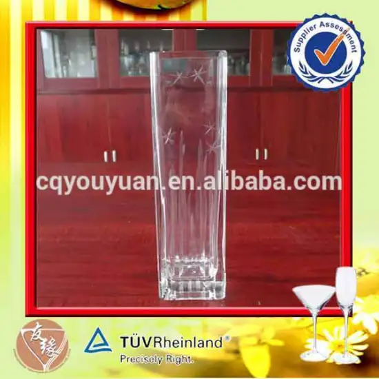 custom made engraved square small glass vase