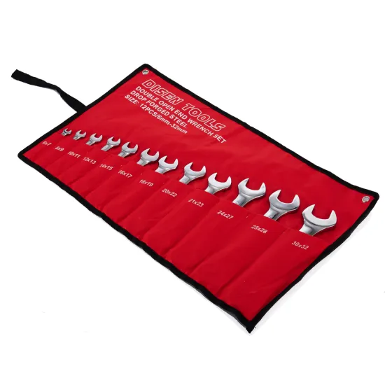 High Quality 12-Piece Carbon Steel Double Open End Wrench Set in Bag
