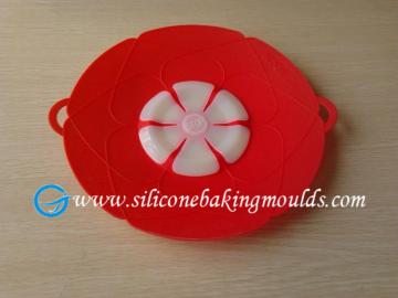 Red Spill Stopper 11.5 Inch Silicone Pot Lid Nontoxic For Promotion Gift