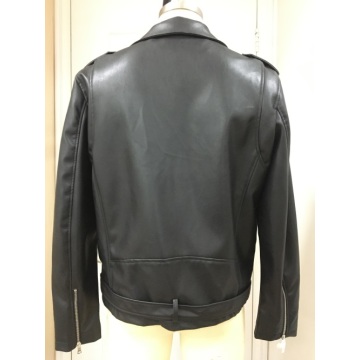 Schwarze Kunstleder Moto Jacke