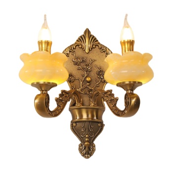 Crystal Wall Lamp for Hotel Double Glass Shade Wall Sconce Light