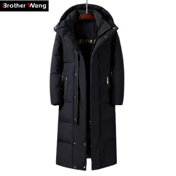 Men's X-Long White Duck Down Jacket 2019 Winter New Over The Knee Thicken Slim Fit Warm Jackets and Coats Male Brand Clothing
