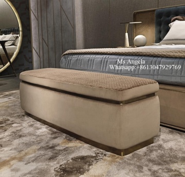Velvet Sofa Bench & Ottoman Storage Bench for Luxury Bedroom Furniture