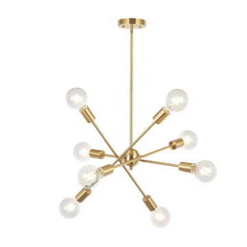 Chinese E27 Lantern Chandelier Lamp - Gold Chrome Pendant Light for Living Room and Bedroom