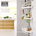 Stainless Steel Tube Bathroom Organizer Floor Stand Shower Caddy with Plastic Shelves