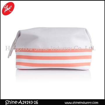 ladies cosmetic bag/stripes makeup bag/cheapest women purse