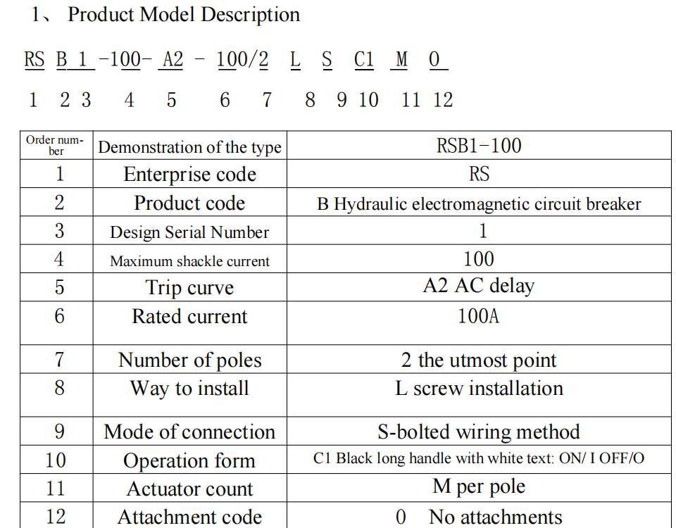 B3E1 100A 80VDC 2 Pole Hydraulic Breaker