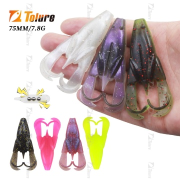 Tolure OEM/ODM 75mm Lifelike Freshwater Soft Bait Frog Lure with Flash for Trout