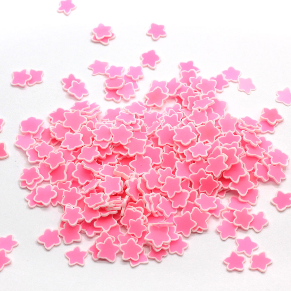 الجملة البسيطة الوردي نجمة لينة بوليمر كلاي شرائح 5mm 500g / Bag Kawaii Phone Case Fillers Nail Sticker Bead