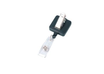 Square Retractable Id Badge Reels, Credit Card Holder With Spring Jaw Clip 30230