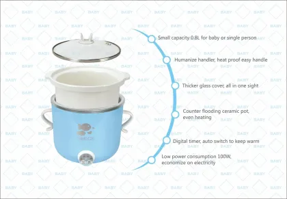 0.8L Electric Baby Food Maker Slow Cooker for Nutrient Soup Porridge Stew Pot - Hot Selling Item